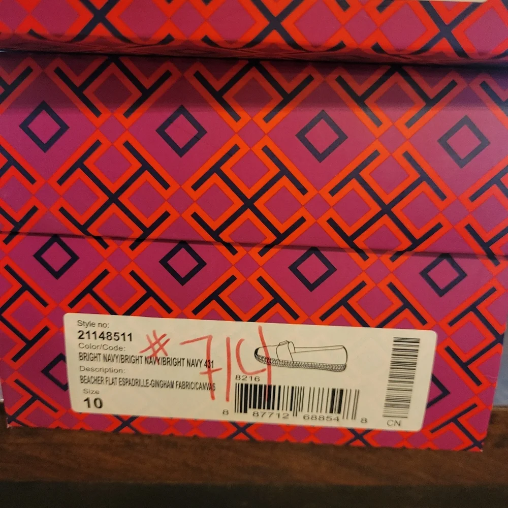 Tory Burch Beacher Brigh Navy Espidrilles Flats Jute Leather Designer #714
